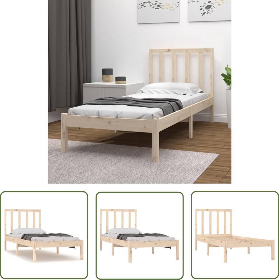 The Living Store Houten Bedframe Grenenhout 195.5 x 81 x 100 cm 75 x 190 cm Montage vereist Houten Bedframe Grenenhout Bed Enkel Bed Klein Tweepersoonsbed Slaapkamer Meubels