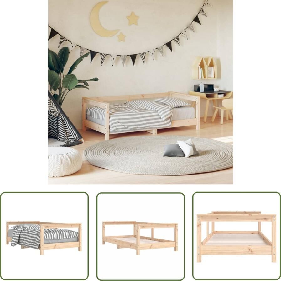The Living Store Kinderbed Grenenhout 147.5 x 76 x 46 cm Stevige lattenbodem Functioneel hoofd- en voeteneinde Geschikt voor 70 x 140 cm matras geschikt 18 mnd 4 jaar Kinderbed Grenenhout Bed Peuterbed Kids Bed Baby Bed
