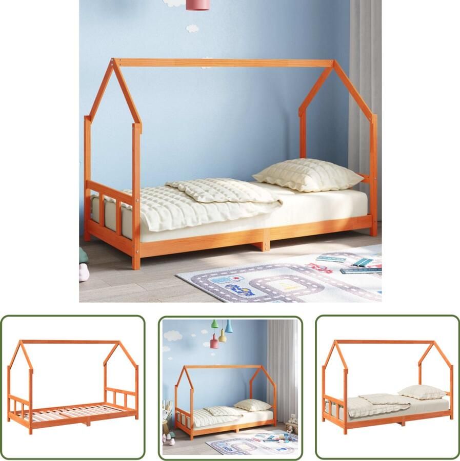 VidaXL Grenenhout Bed Kinderbed Kinderbedframe massief grenenhout wasbruin 90x190 cm Kids Bed Baby Kamer Kinderkamer Decoratie
