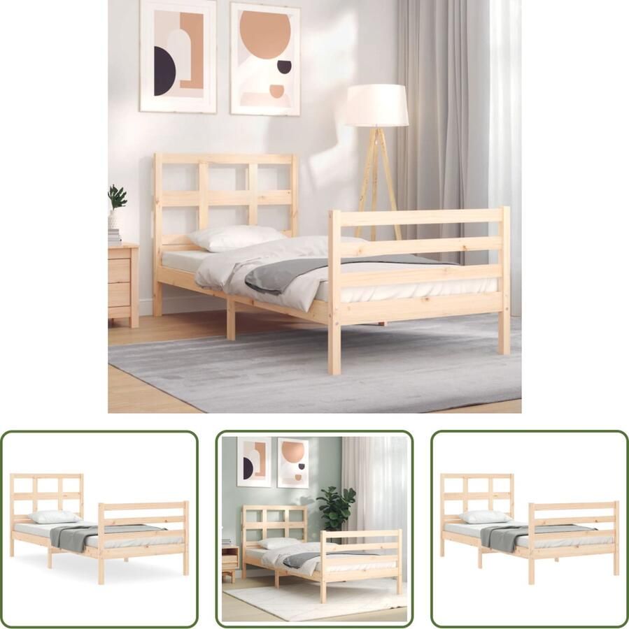The Living Store Bedframe Grenenhout Lattenbodem 195.5 x 95.5 x 100 cm Massief Grenenhouten Bed Frame Grenenhout Bed Houten Bed Enkel Bed Tweepersoonsbed