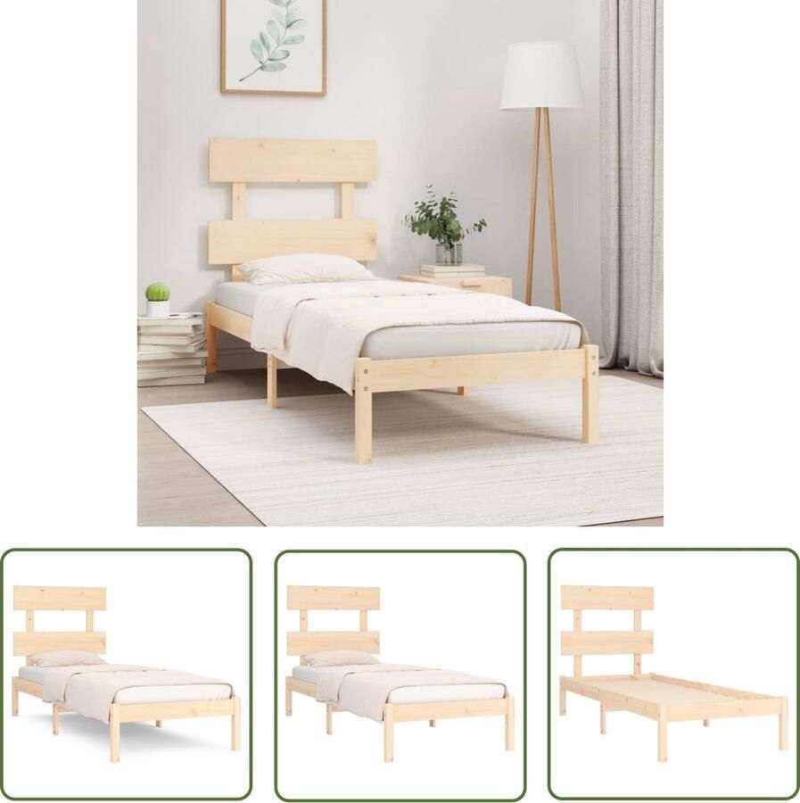 The Living Store Massief Grenenhouten Bedframe 195.5 x 80.5 x 31 cm Rustiek design Massief Hout Bed Grenenhout Bed Houten Bed Frame Enkel Bed Klein Tweepersoonsbed