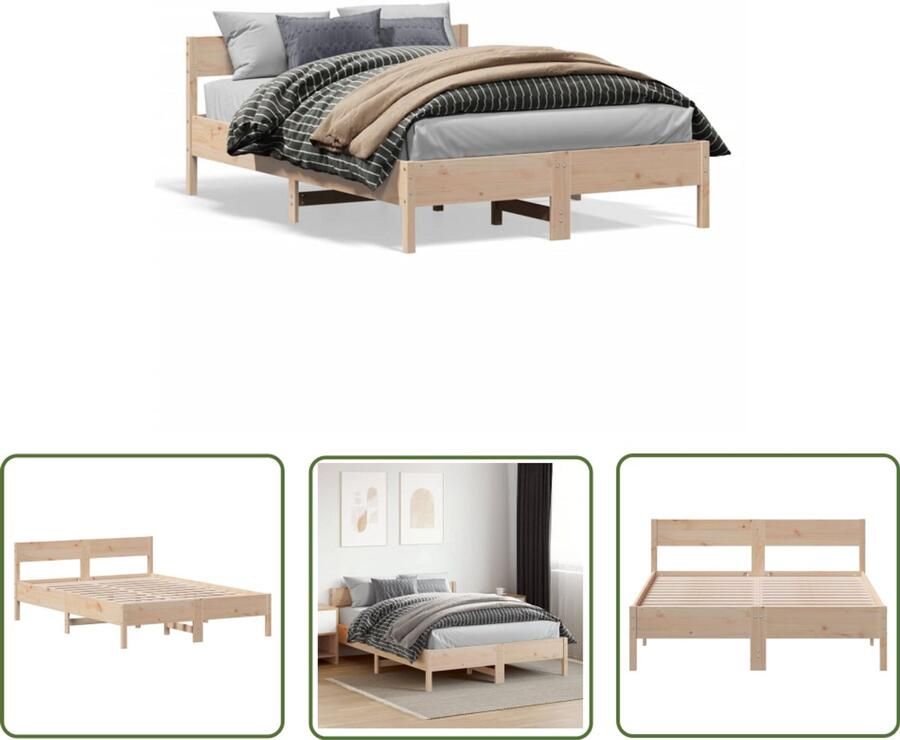 VidaXL Grenenhout Bed Massief Hout Bed Bedframe zonder matras massief grenenhout 160x200 cm Bed Frame 160x200 Tweepersoons Bed Landelijk Bed