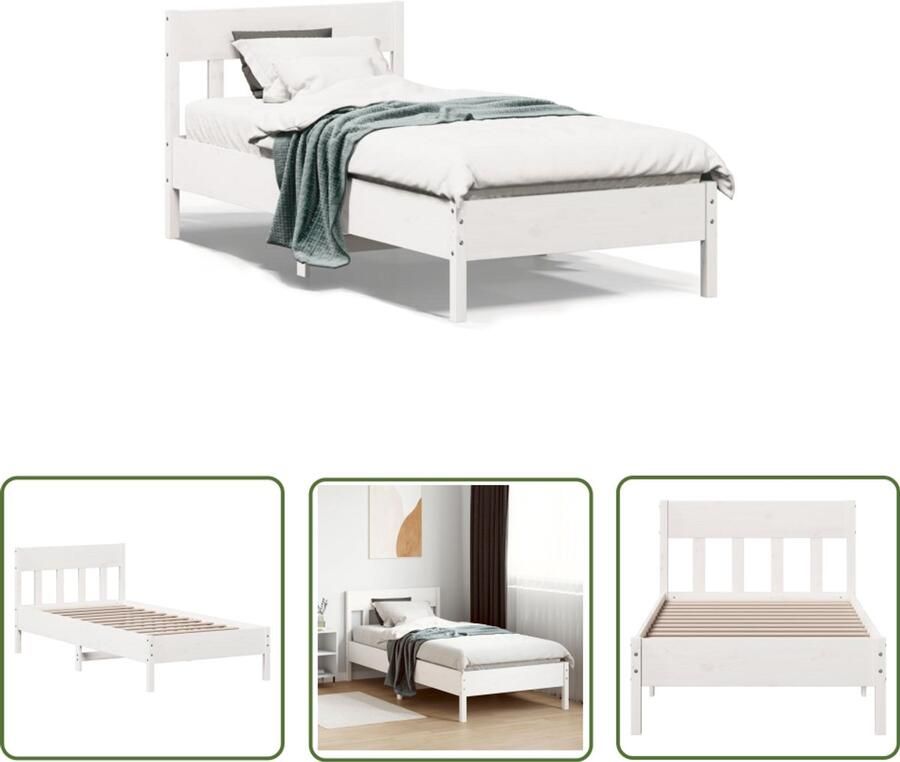 VidaXL Grenenhout Bed Massief Hout Bed Bedframe zonder matras massief grenenhout wit 140x200 cm Witte Bed Frame Tweepersoons Bed Boxspring Bed