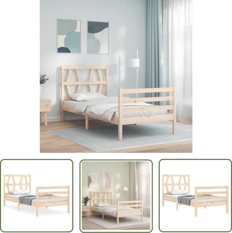The Living Store Bedframe Massief grenenhout 195.5 x 95.5 x 100 cm Multiplex lattenbodem Massief Grenenhouten Bed Bedframe Houten Bed Tweepersoonsbed Enkelpersoonlig Bed - Foto 2