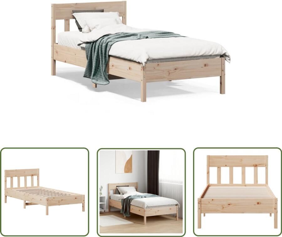 VidaXL Grenenhout Bed Massief Hout Bed Frame Bedframe zonder matras massief grenenhout 100x200 cm Bed 100x200 Tweepersoons Bed Houten Bed