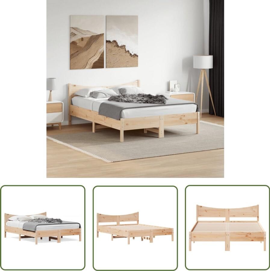 VidaXL Grenenhout Bed Massief Hout Bed Frame Bedframe zonder matras massief grenenhout 120x190 cm Houten Bed 120x190 Tweepersoons Bed