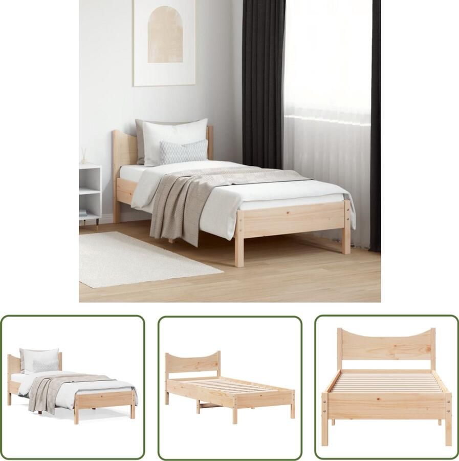 VidaXL Grenenhout Bed Massief Hout Bed Frame Bedframe zonder matras massief grenenhout 90x200 cm Tweepersoons Bed 90x200 Houten Bed