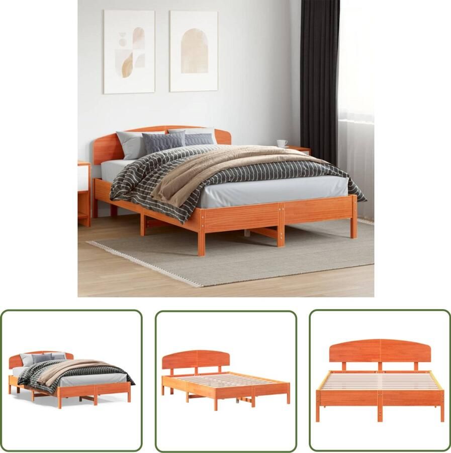 VidaXL Bedframe zonder matras massief grenenhout wasbruin 120x200 cm Massief Hout Bed Frame Grenenhout Bed Bruine Bed Tweepersoons Bed Boxspring Bed