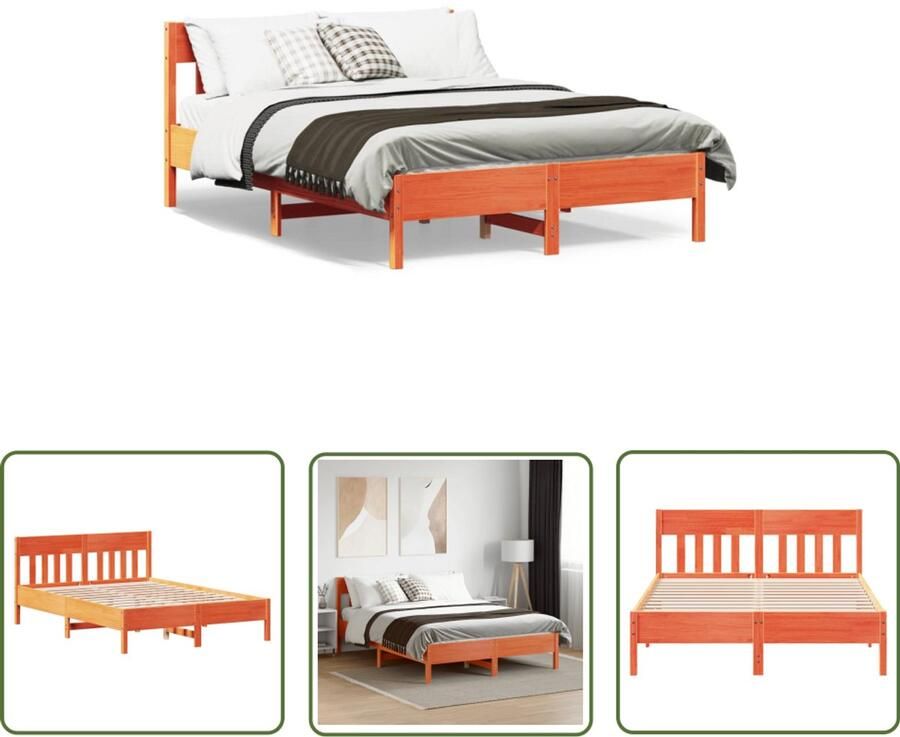 VidaXL Bedframe zonder matras massief grenenhout wasbruin 120x190 cm Massief Hout Bed Frame Grenenhout Bed Bruine Bed Tweepersoons Bed Boxspring Bed - Foto 3