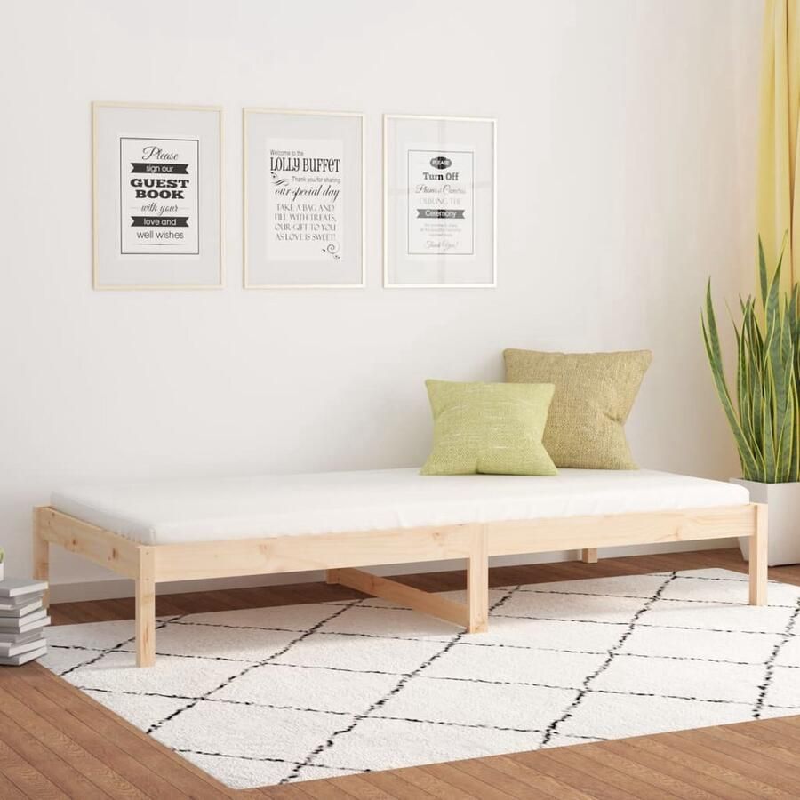 The Living Store Massief grenenhouten bed 195.5 x 96 x 30 cm Opbergruimte Montage vereist Massief Houten Bed Grenenhout Bed Stapelbare Bed Tweepersoons Bed Compact Bed