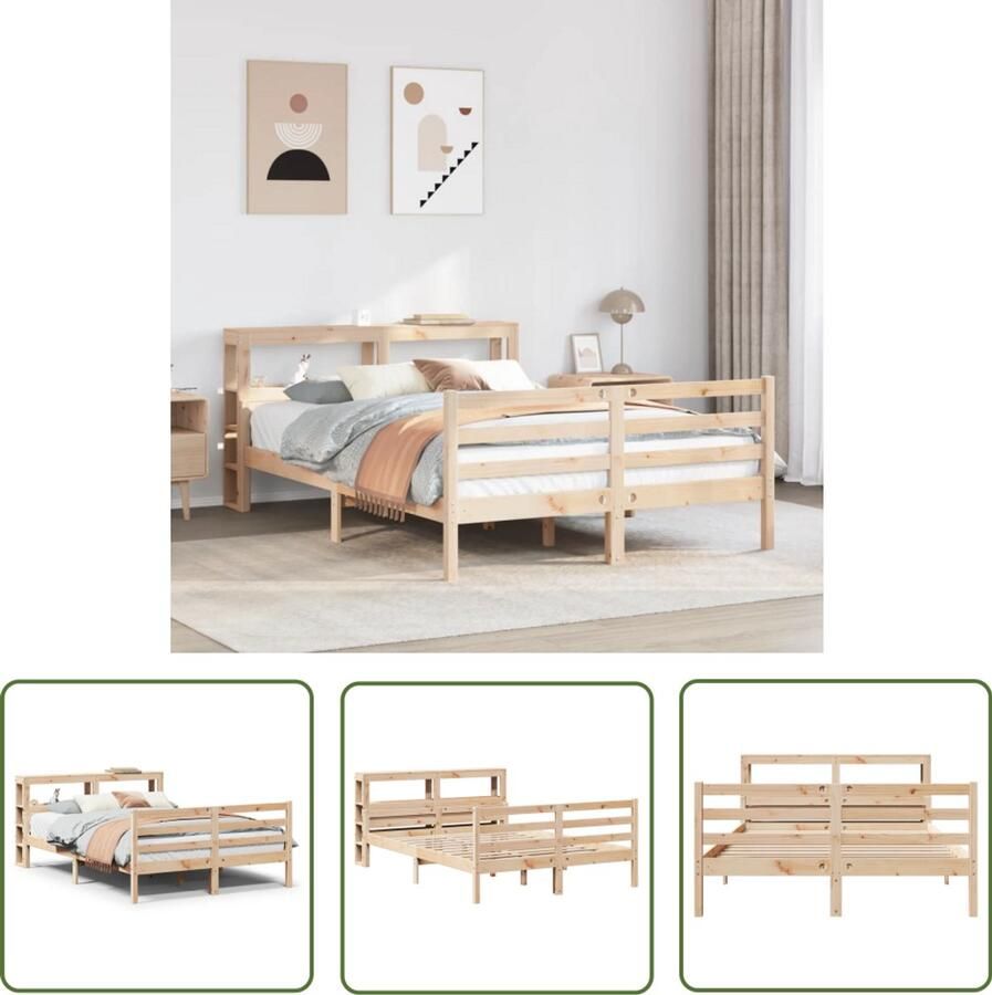 VidaXL Bedframe met hoofdbord massief grenenhout 120x190 cm Bedframe Grenenhout Bed Hoofdbord Slaapkamer
