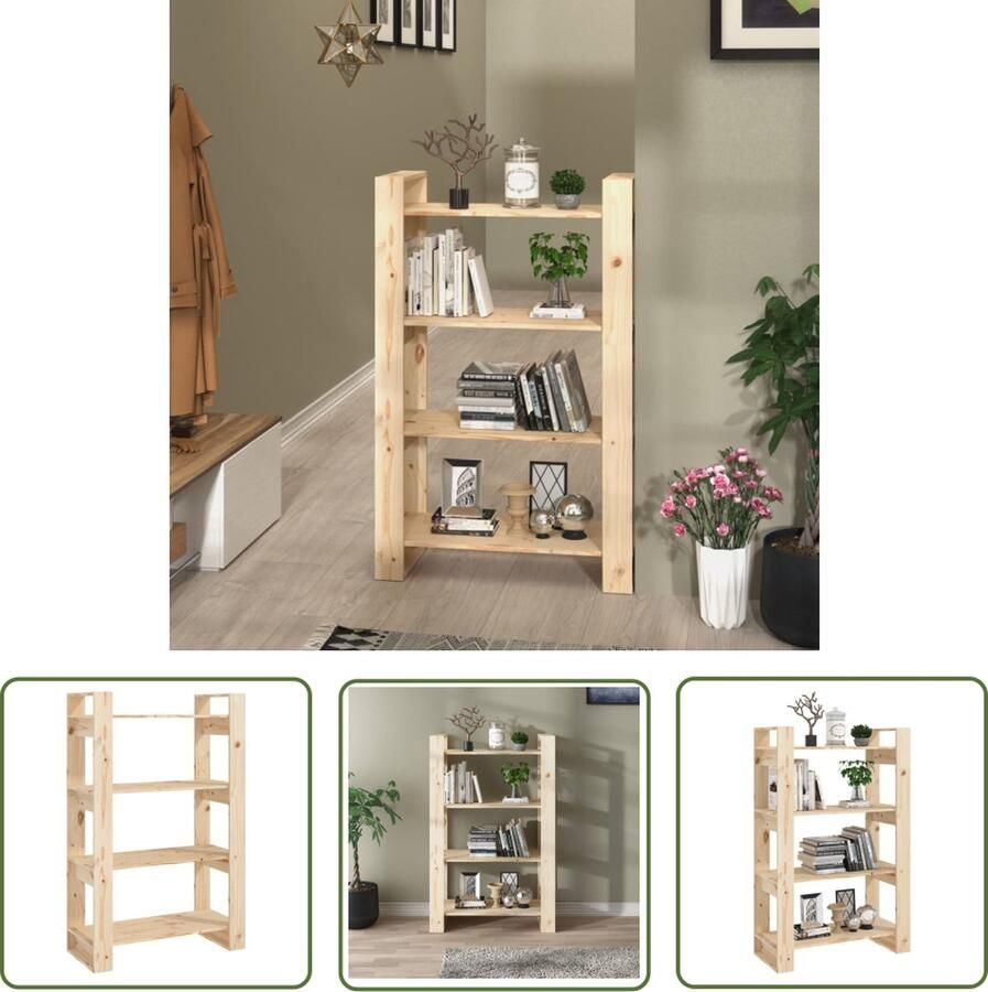 The Living Store Boekenkast Grenenhout 80x35x125 cm Massief grenenhout Montage vereist Boekenkast Grenenhout Boekenplank Vintage Landelijk - Foto 2