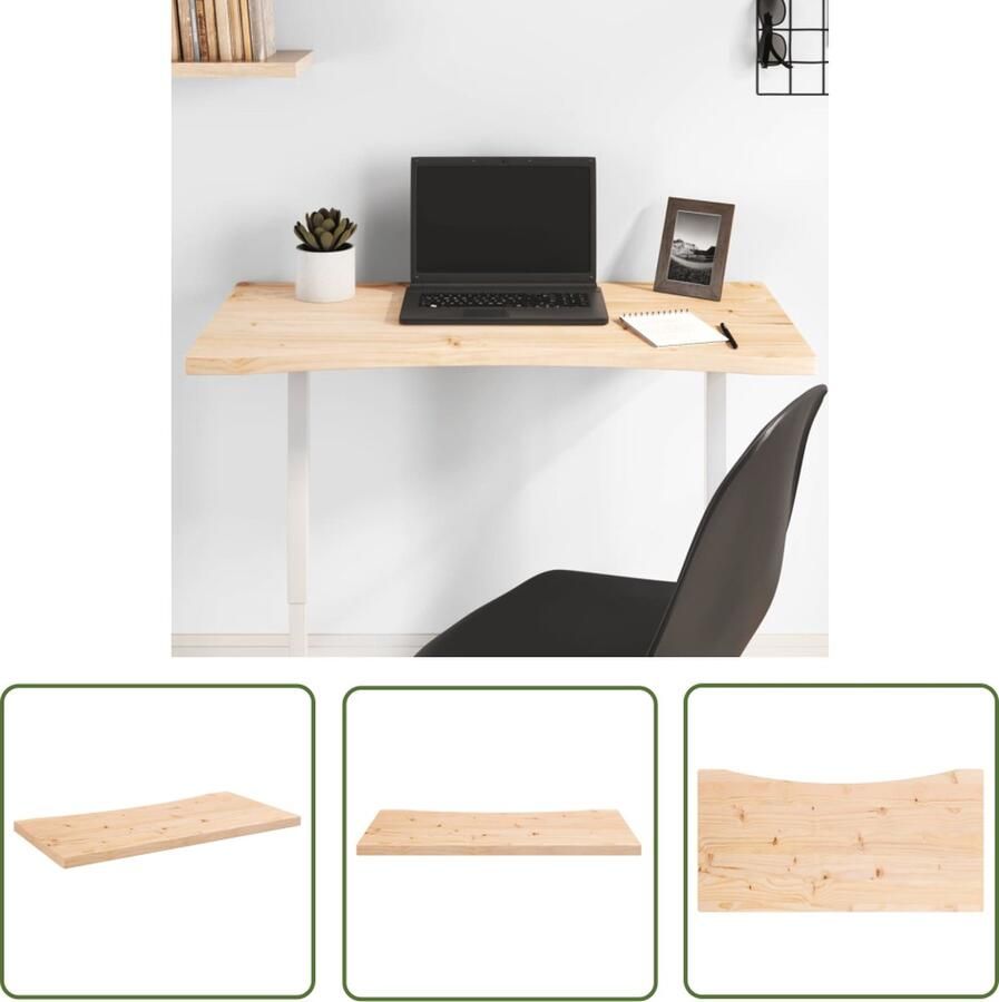 The Living Store Bureaublad 80x40x2 5 cm massief grenenhout Bureau Grenenhout Hout Tafelblad Landelijk