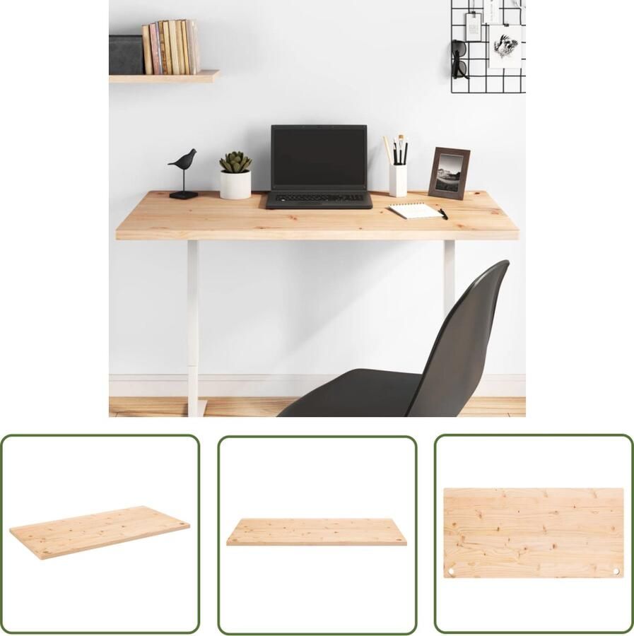 The Living Store Bureaublad 110x55x2 5 cm massief grenenhout Bureaublad Grenenhout Houten Bureau Kantooraccessoires Home Office