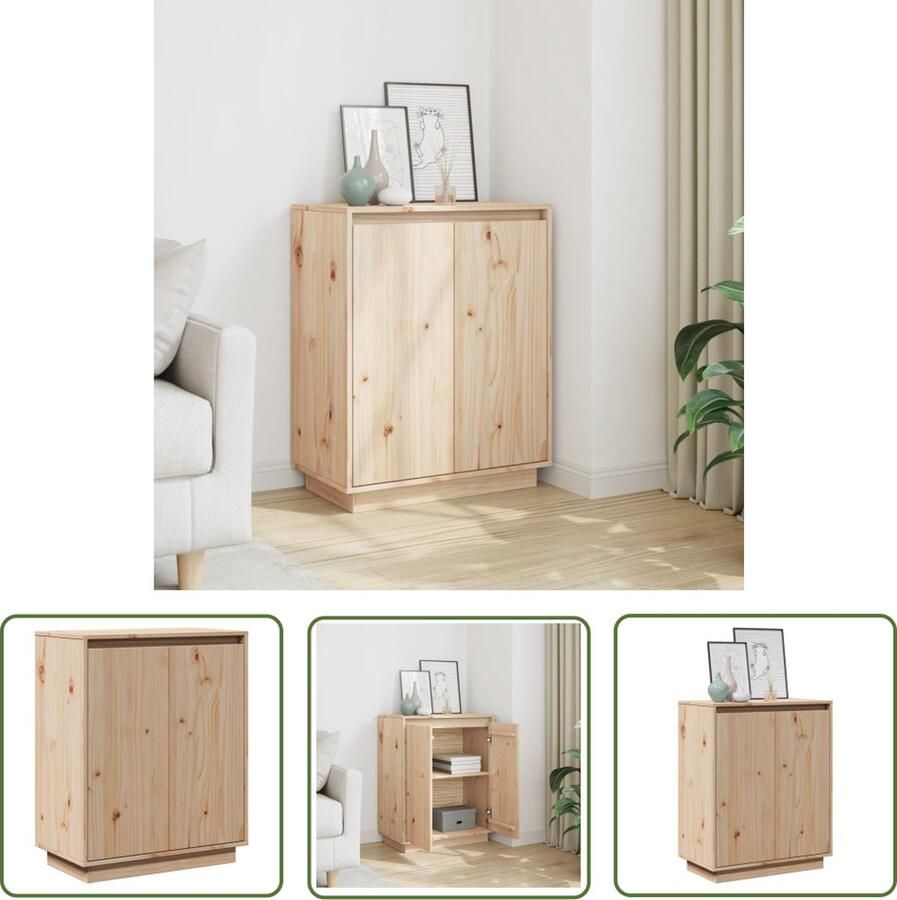 The Living Store Dressoir 60x34x75 cm massief grenenhout Opbergkast Dressoir Grenenhout Vintage Landelijk