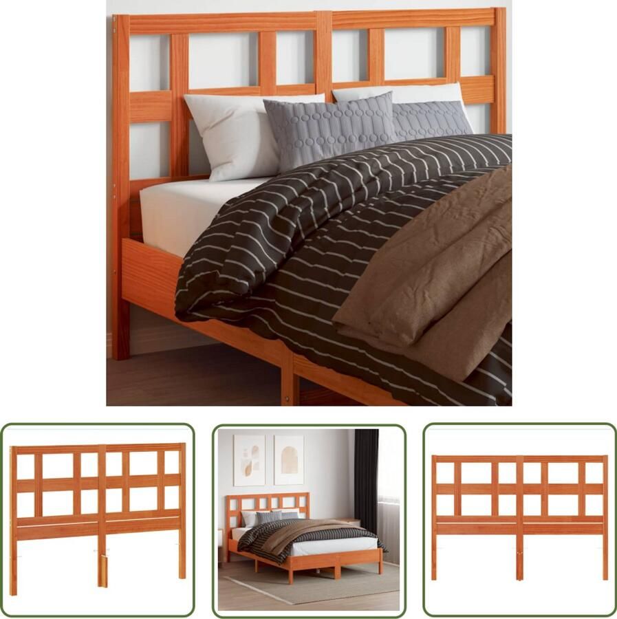 The Living Store Grenenhouten Hoofdbord 140.5 x 8.5 x 100 cm Rustiek design Hoofd Bord Grenenhout Hoofdkussen Bed Frame Slaap Kamer Decoratie