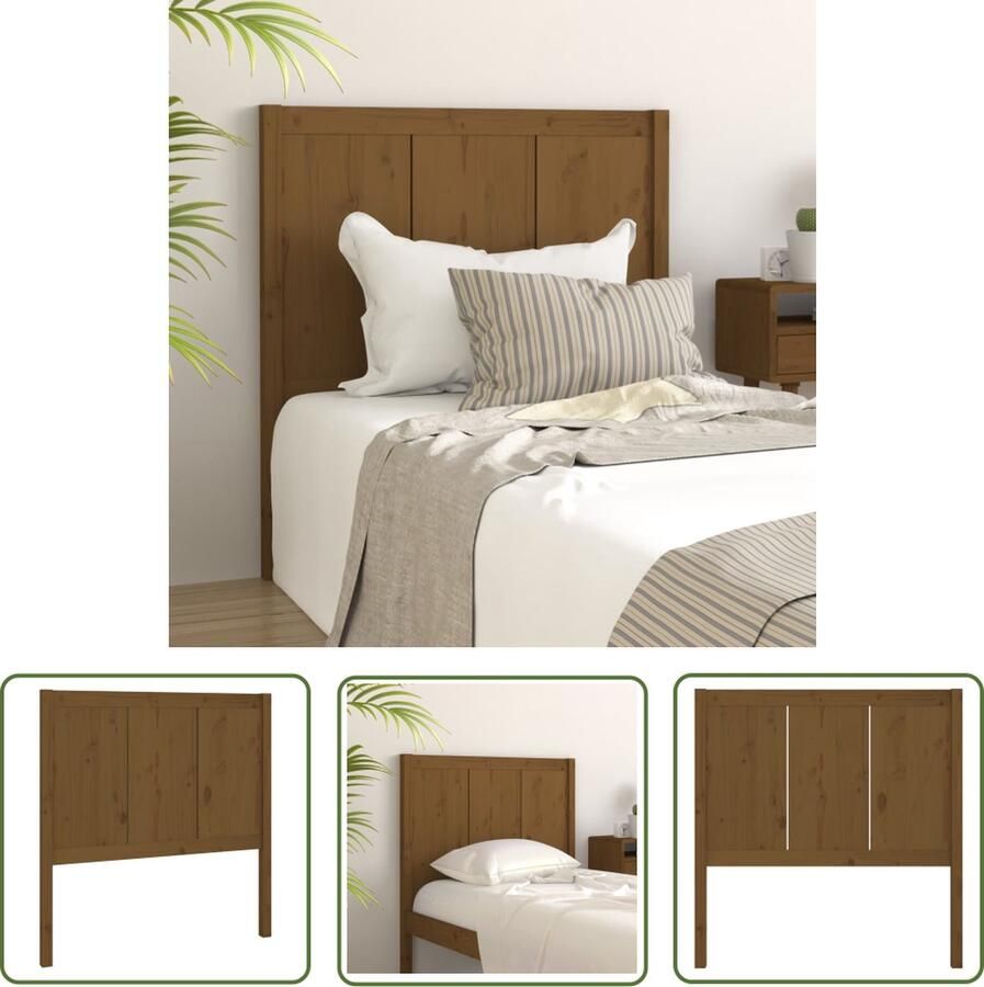 The Living Store Hoofdbord 95 5x4x100 cm massief grenenhout honingbruin Hoofdboard Grenenhout Rustic Vintage Hout