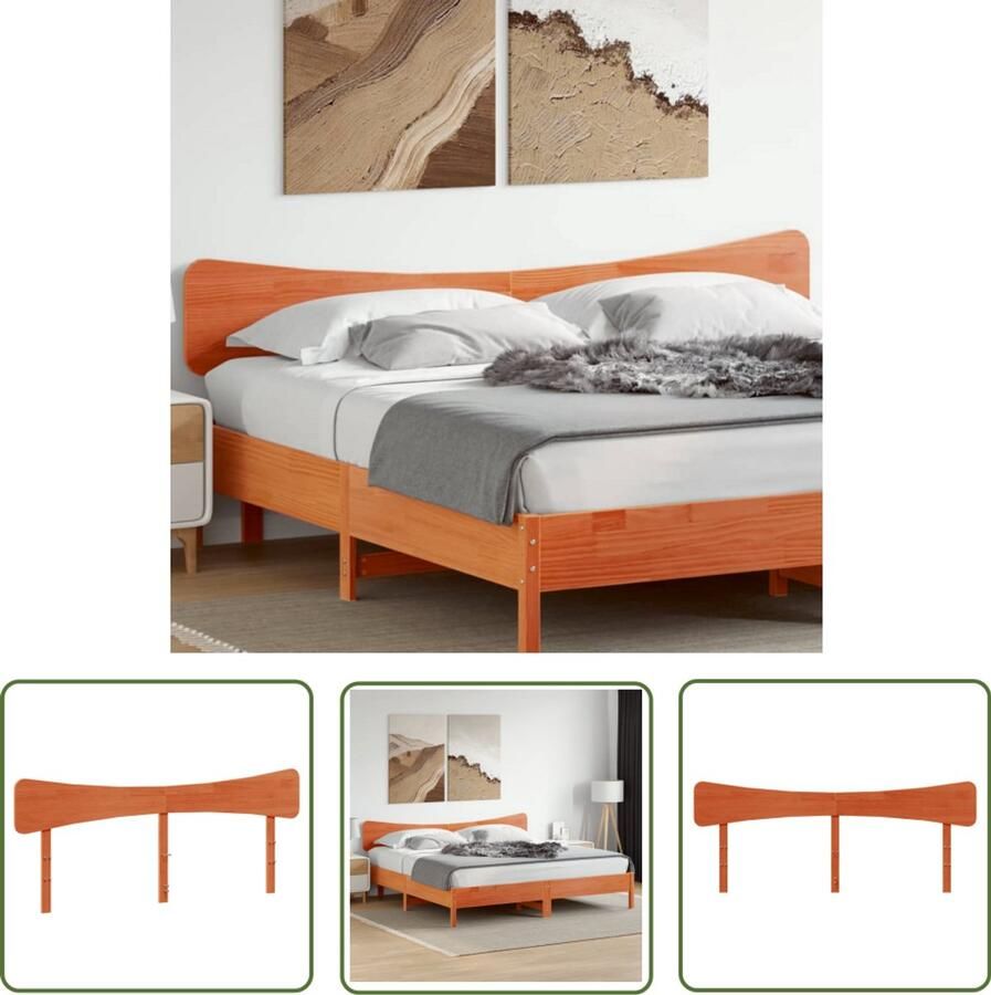 The Living Store Hoofdbord 180 cm massief grenenhout wasbruin Hoofdbord Grenenhout Massief Hout Bruine Kleuren Slaapkamers