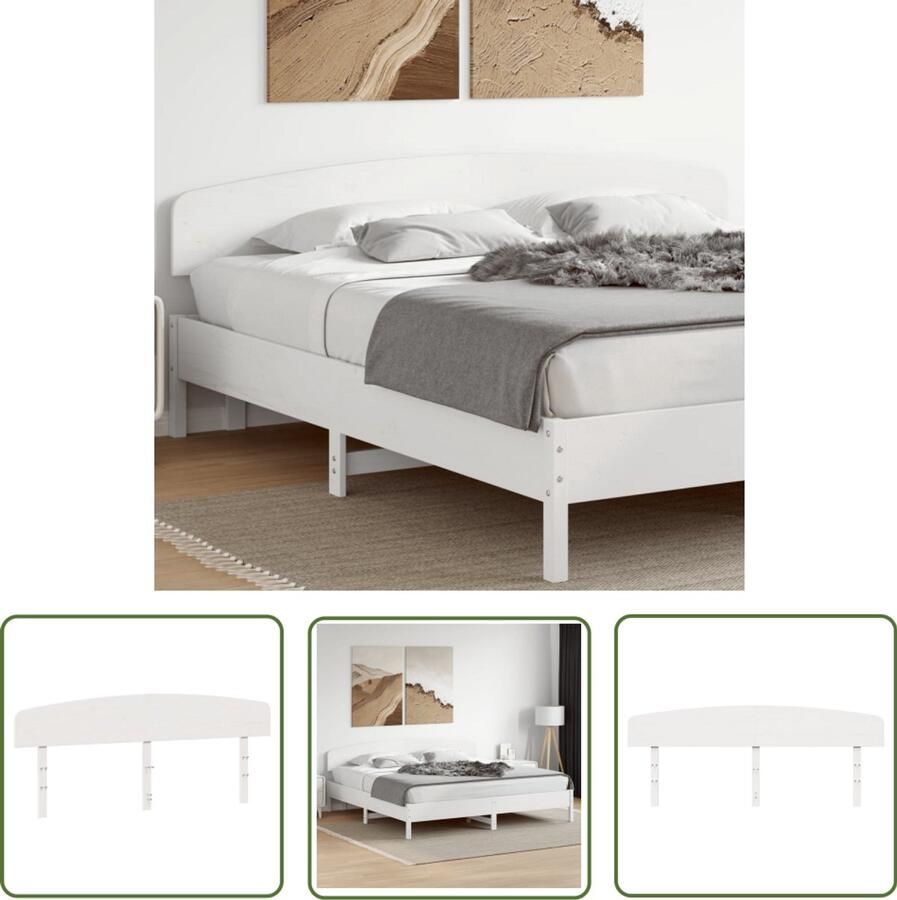 The Living Store Hoofdbord 200 cm massief grenenhout wit Hoofdbord Grenenhout Massief Hout Wit Hoofdbord Slaapkamervloer
