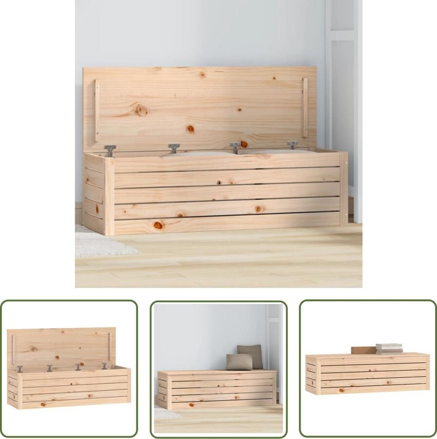 The Living Store Opbergdoos Grenenhout Gereedschapskist 109 x 36.5 x 33 cm Opbergdoos Grenenhout Kast Opberger Gereedschapskast Bruine Kast