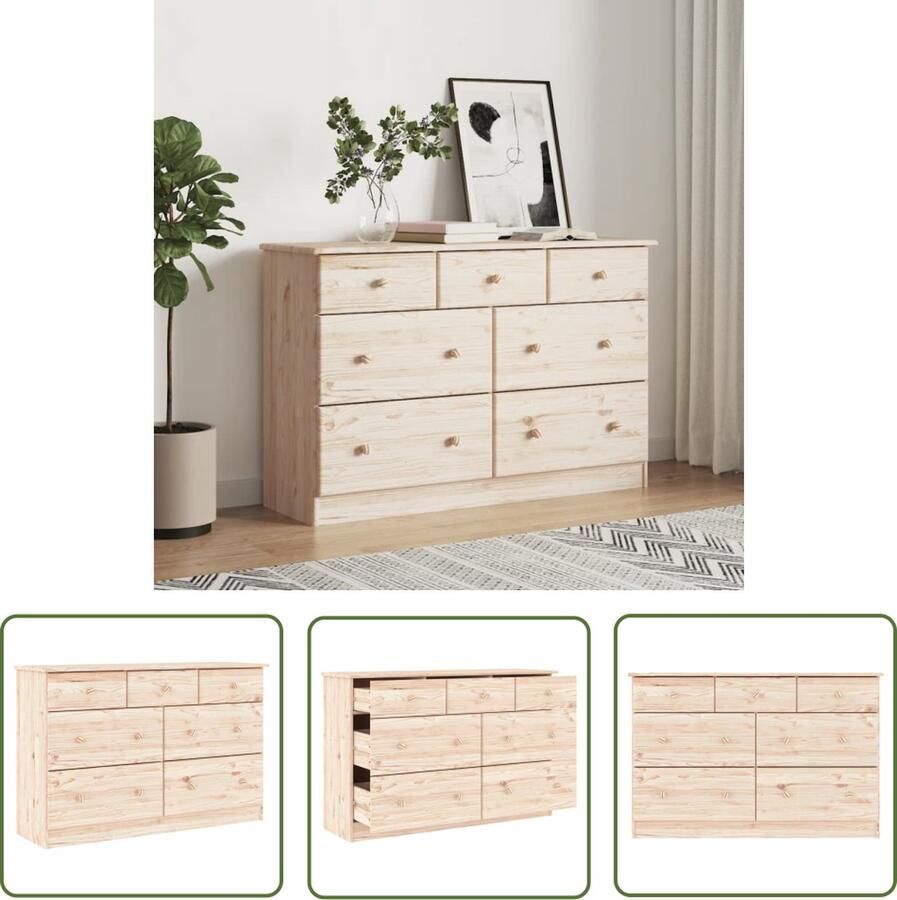 VidaXL Grenenhout Ladekast ALTA 112x35x73 cm massief grenenhout Vintage Meubel Salontafel Tv Tafel