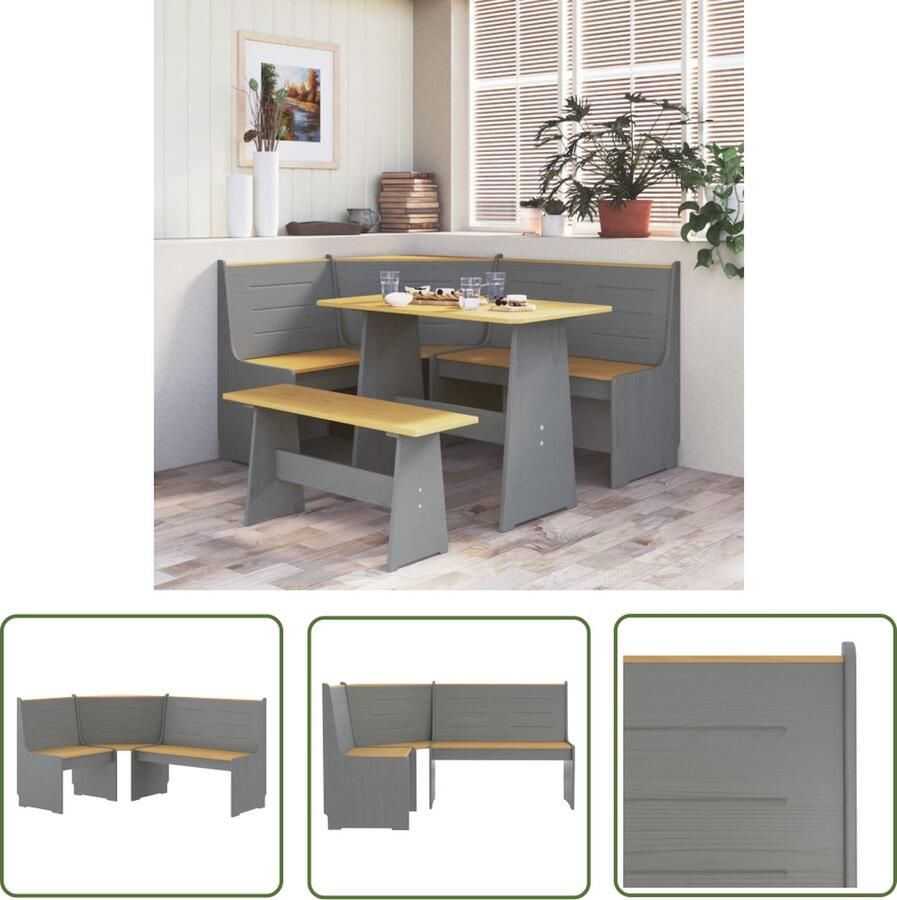 The Living Store Hoekbank Grenenhout 151 x 118.5 x 85 cm Duurzaam Honingbruin Grijs Hoekbank Grenenhout Meubilair Lounge Bank Relaxstoel Binnenbank - Foto 2