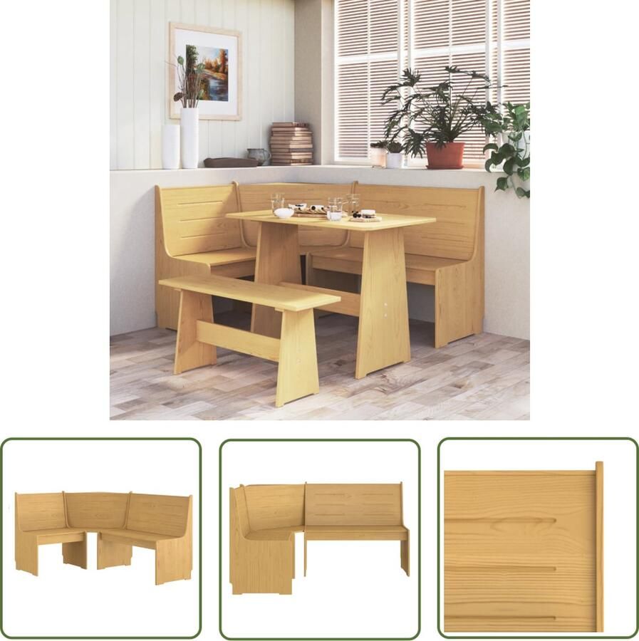 The Living Store Hoekbank Grenenhout 151 x 118.5 x 85 cm Honingbruin Hoekbank Grenenhout Meubilair Lounge Bank Bruine Bank Bankstellen