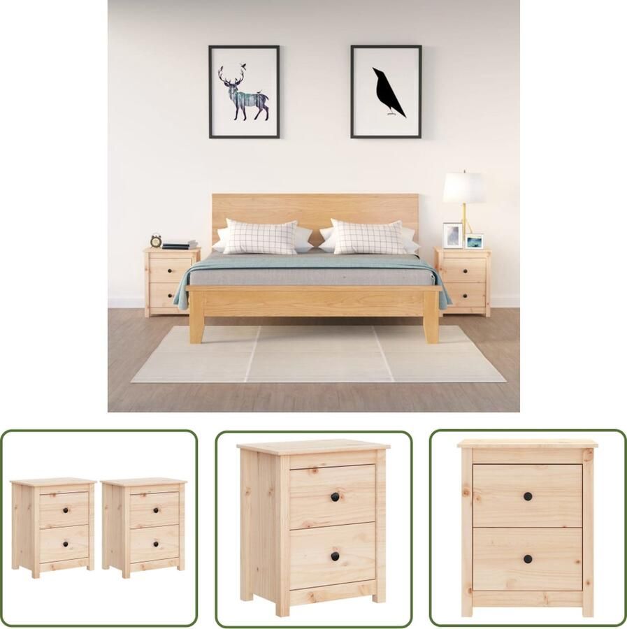 The Living Store Nachtkastjes Grenenhout 50 x 35 x 61.5 cm Opbergruimte Multifunctioneel Nachtkastjes Grenenhout Houten Nachtstand Salontafels Woonkamerdecoratie - Foto 2