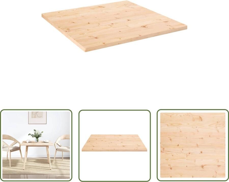 The Living Store Houten Tafelblad Grenenhout 80 x 80 x 2.5 cm Onbehandeld Houten Tafelblad Grenenhout Tafelblad Vintage Tafelblad Landelijke Tafelblad Eetkamertafel
