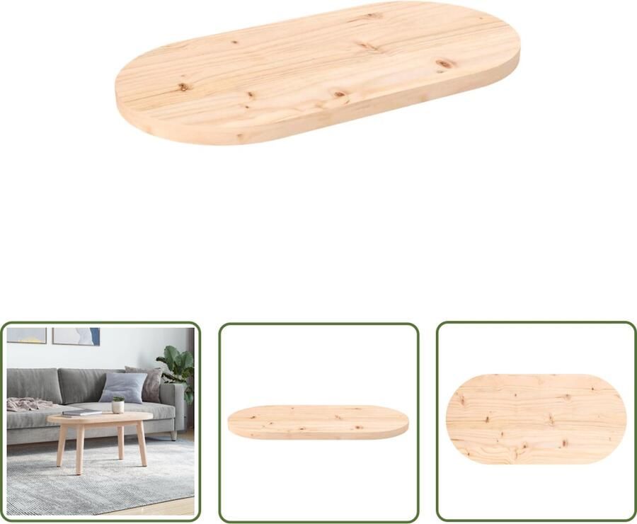 The Living Store Massief grenenhouten tafelblad 60x30x2.5 cm onbehandeld Tafelblad Grenenhout Tafelblad Massief Hout Vintage Tafelblad Landelijk Tafelblad