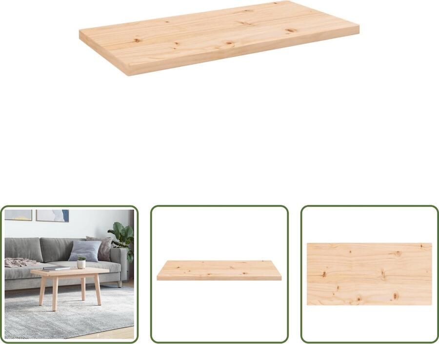 The Living Store Tafelblad rechthoekig 80x40x2 5 cm massief grenenhout Tafelblad Grenenhout Hout Vintage Stijl Landelijke Stijl