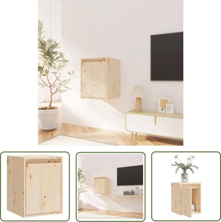 The Living Store Wandkast 30x30x40 cm massief grenenhout Zwevende Kast Wandkast Houten Kast Grenenhout Kast Bergruimte