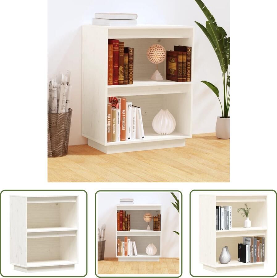 The Living Store Wandkast 60x34x75 cm massief grenenhout wit Wandkast Hout Grenenhout Witte Kast Opbergkast