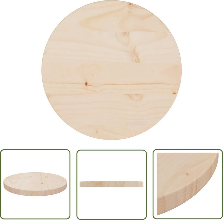 The Living Store Tafelblad Massief grenenhout 30 x 2.5 cm Onbehandeld Tafelblad Grenenhoute Tafelblad Rond Tafelblad Eetkamerstoel Salontafel - Foto 2