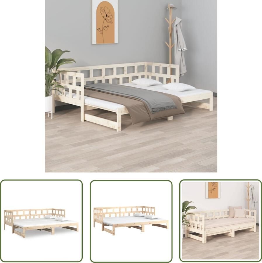 The Living Store Slaapbank Grenenhout Uitschuifbaar Zijwand 204x181x69cm Bedframe Geen Matras Geschikt voor 90x200cm Matras Montage Vereist Slaapbank Grenenhouten Bank Bankslaapzaak Daybed Guest Bed - Foto 2