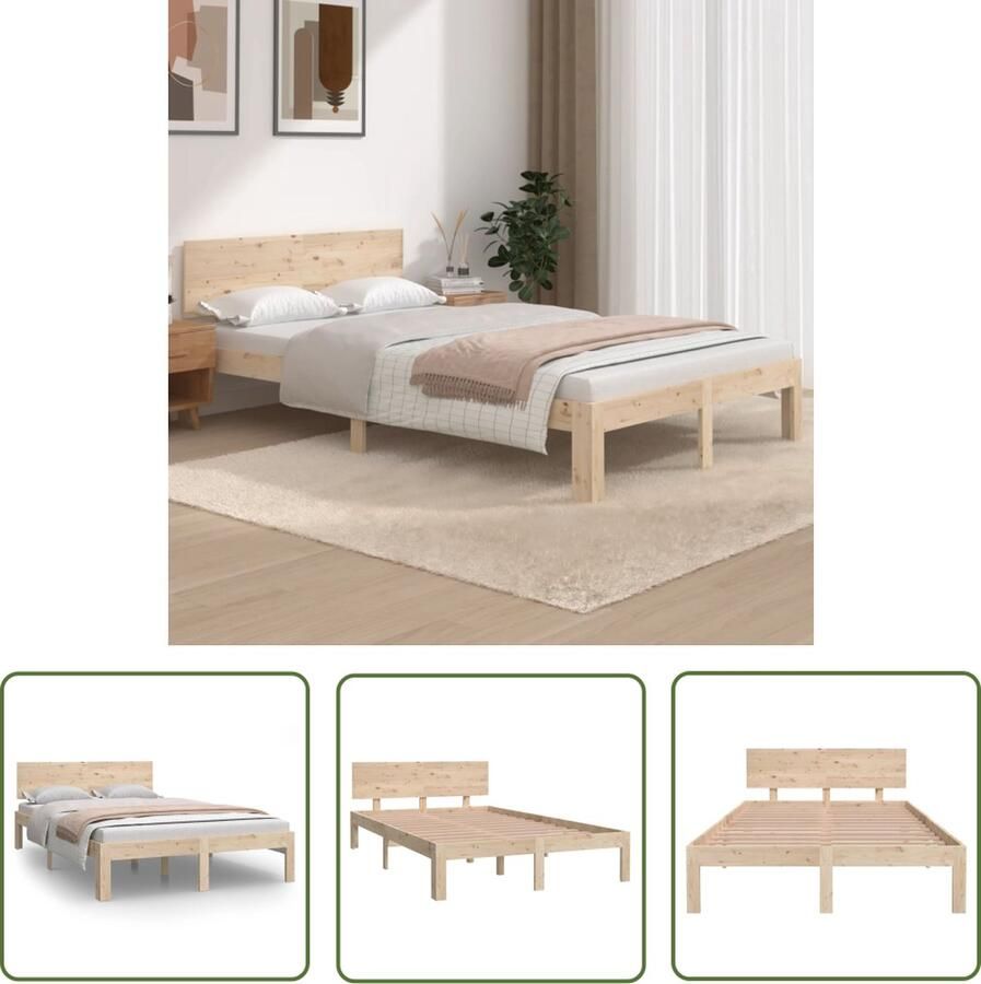 The Living Store Bedframe Grenenhout 205.5 x 123.5 x 69.5 cm Rustiek houten design Bedframe Grenenhouten Bed Modern Bed Landelijk Bed Slaapkamer Meubels