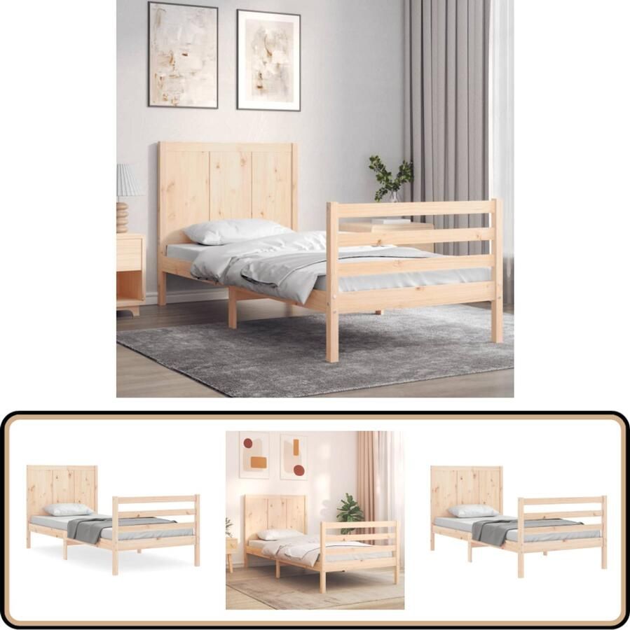 VidaXL Grenenhouten Bed Frame Massief Houten Bed Bedframe met hoofdbord massief hout Bed Frame Bruin Tweepersoons Bed King Size Bed - Foto 2