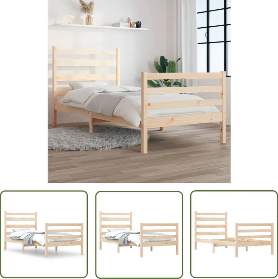 The Living Store Bedframe massief grenenhout 90x200 cm Bedframe Bedframes Eenpersoonsbed Bed Bedombouw Ledikant Houten Bedframe Eenpersoonsbedden Bedden Bedombouwen Ledikanten - Foto 4