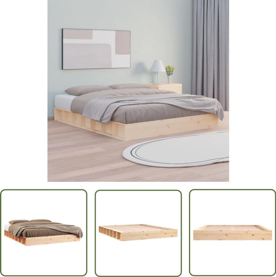 VidaXL Bedframe Massief Hout 180x200 cm Grenen Massief Houten Bed Grenen Bedframe Ruime Slaapkamer Compact Bed Minimalistisch Design Slaapcomfort Stabiele Constructie Space Saving Bed Hoogwaardig Bed