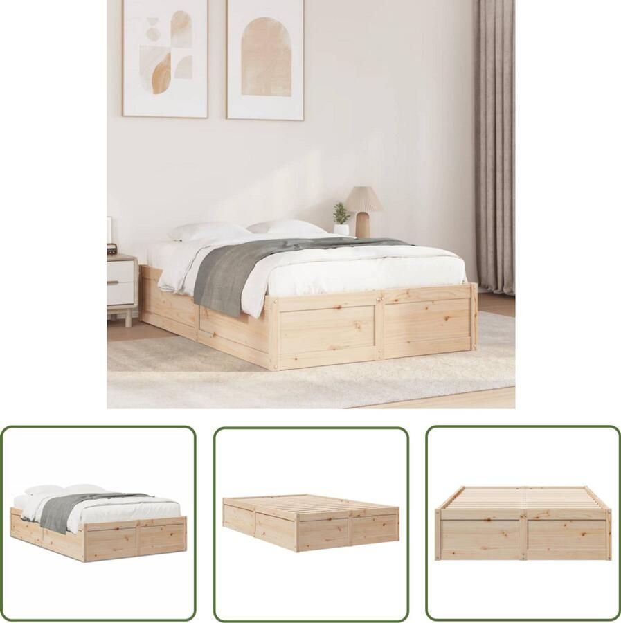 VidaXL Grenenhouten Bed Massief Houten Bed Bedframe zonder matras massief grenenhout 120x200 cm Bed Frame Tweepersoons Bed 120x200