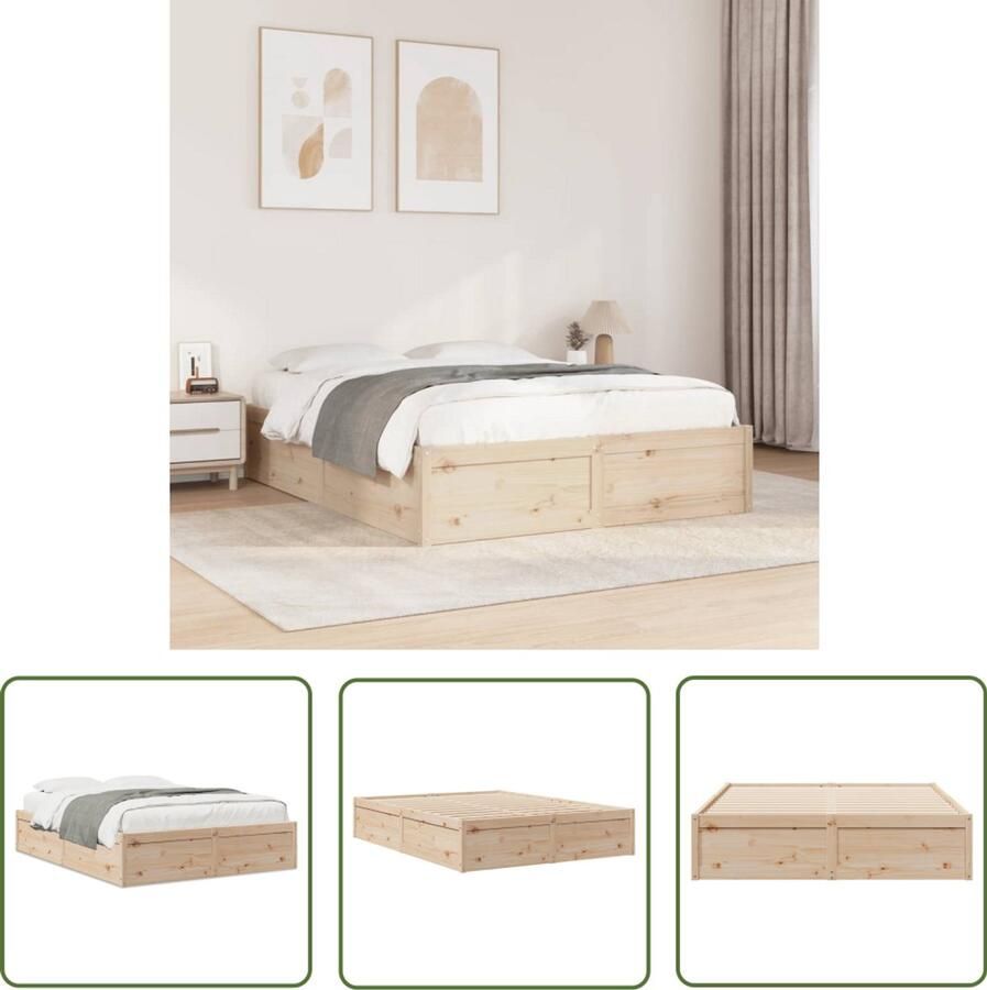 VidaXL Grenenhouten Bed Massief Houten Bed Bedframe zonder matras massief grenenhout 160x200 cm Bed Frame 160x200 Tweepersoons Bed Kopen
