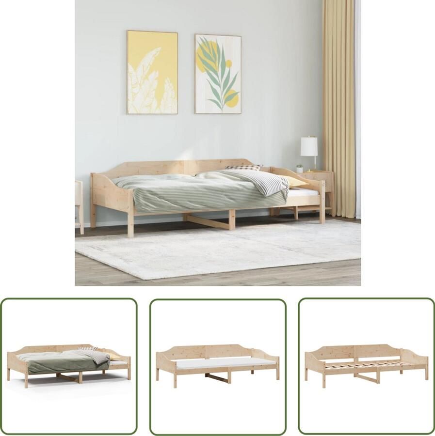 VidaXL Grenenhouten Bed Massief Houten Bed Bedframe zonder matras massief grenenhout 90x200 cm Bed Frame Tweepersoons Bed Minimalistisch Bed