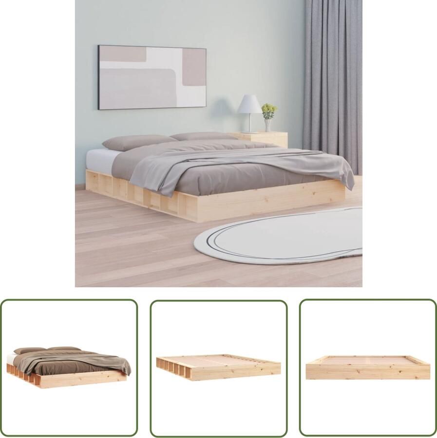 The Living Store Massief Grenenhouten Bedframe 120 x 200 cm Ruimtebesparend Ontwerp Massief Houten Bedframe Grenenhouten Bed Bedframe Bruin Ruim Besparend Bedframe Stapelbaar Bedframe