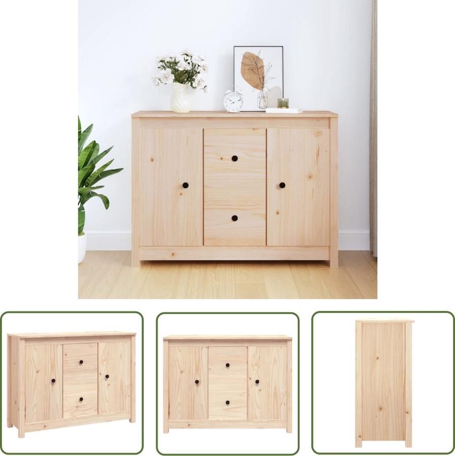 The Living Store Dressoir 100x35x74 cm massief grenenhout Dressoir Bijzetkast Grenenhouten Dressoir Houten Dressoir Multifunctionele Kast - Foto 2