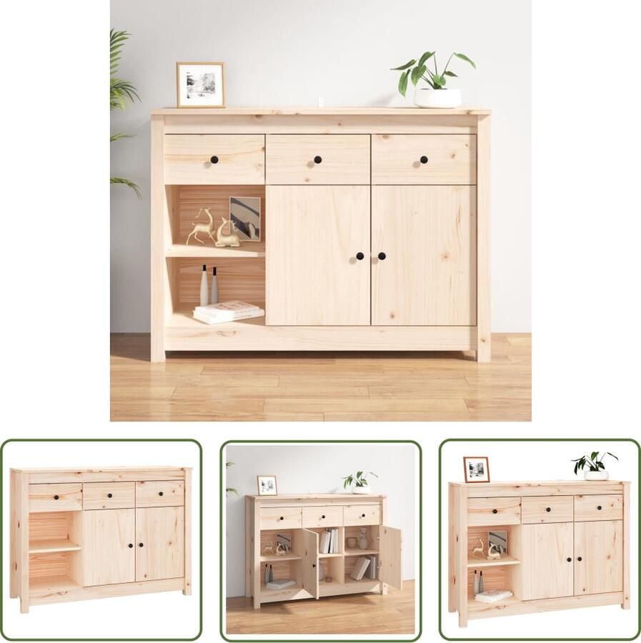VidaXL Dressoir 100x35x74 cm massief grenenhout Dressoir Grenenhouten Dressoir Vintage Dressoir Landelijk Dressoir Rustic Dressoir