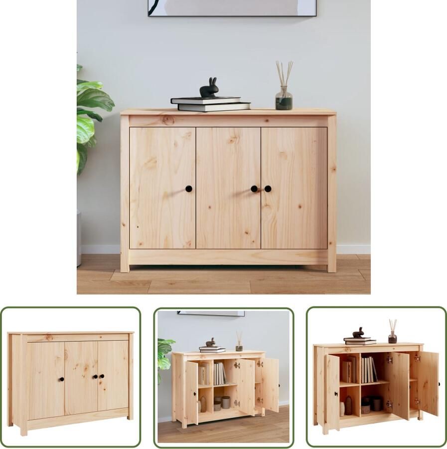 The Living Store Dressoir 100x35x74 cm massief grenenhout Dressoir Bijzetkast Grenenhouten Dressoir Houten Dressoir Multifunctionele Kast