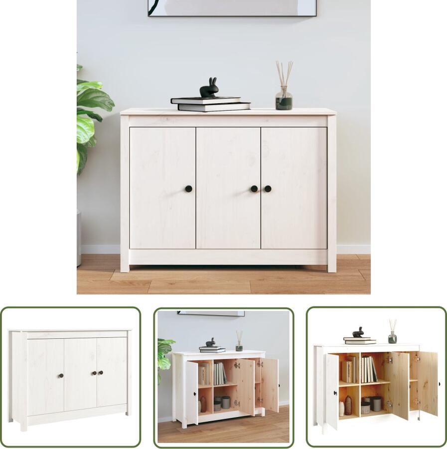 VidaXL Dressoir 100x35x74 cm massief grenenhout wit Dressoir Grenenhouten Dressoir Vintage Dressoir Landelijk Dressoir Salontafel
