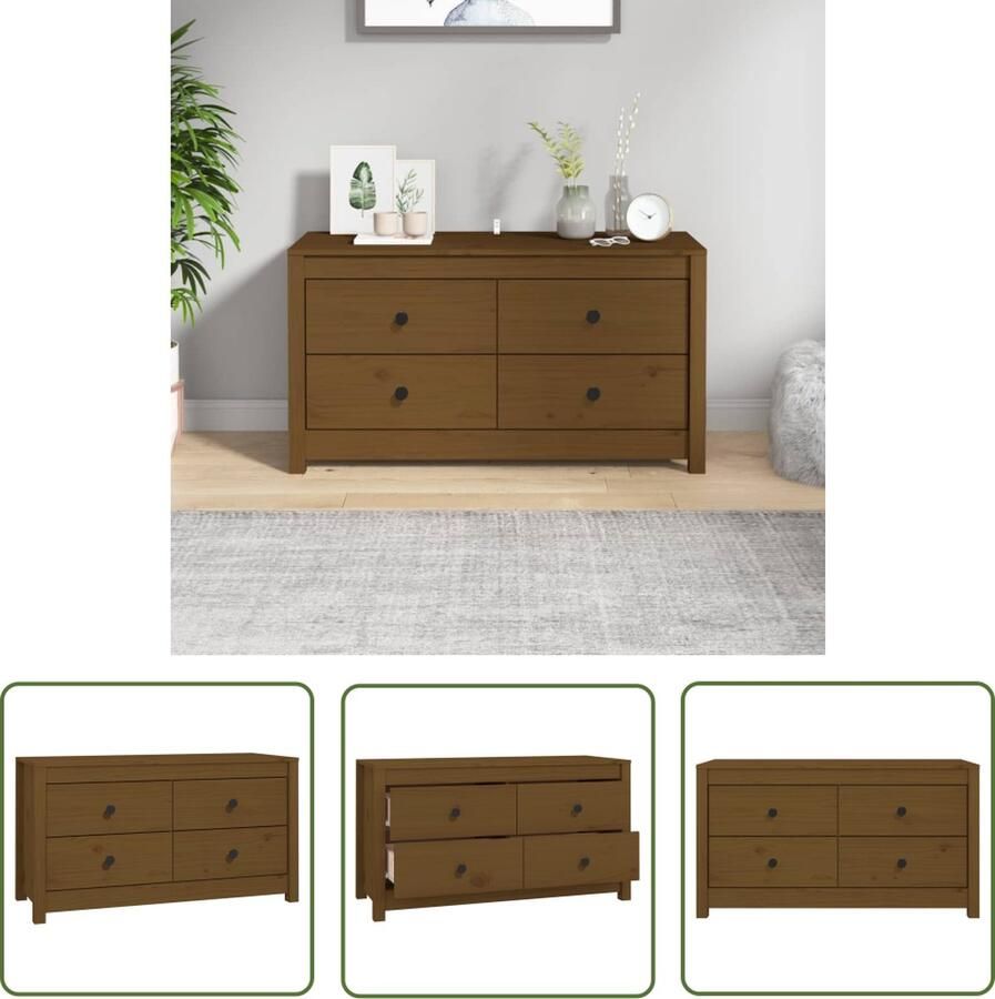 VidaXL Dressoir 100x40x54 cm massief grenenhout honingbruin Dressoir Grenenhouten Dressoir Honinginbruin Dressoir Vintage Dressoir Landelijk Dressoir
