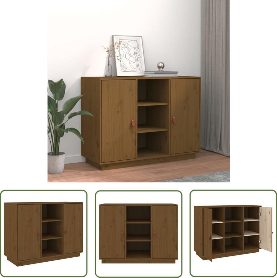 VidaXL Dressoir 100x40x75 cm massief grenenhout honingbruin Dressoir Grenenhouten Dressoir Honinginbruin Dressoir Vintage Dressoir Landelijk Dressoir