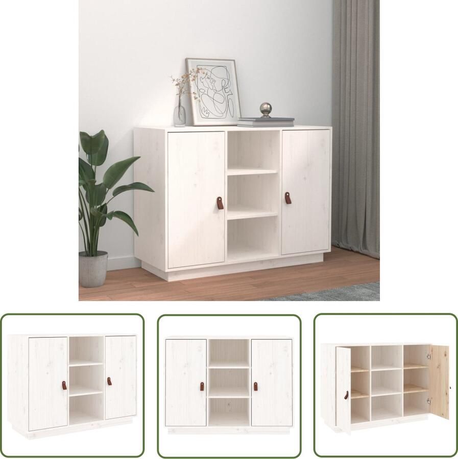 VidaXL Grenenhouten Dressoir 100x40x75 cm massief grenenhout wit Dressoir Vintage Dressoir Landelijk Dressoir